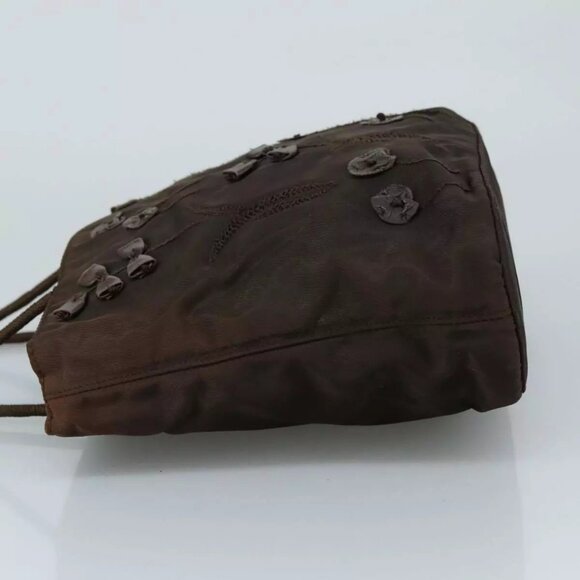 PRADA Hand Bag Nylon Brown Silver Auth - Picture 11 of 16
